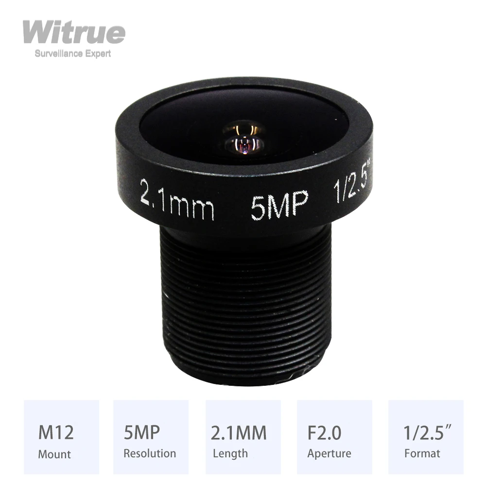Witrue Fish Eye Lens 2.1MM HD 5MP Aperture F2.0 Format 1/2.5" M12 Mount for Surveillance Security CCTV Cameras