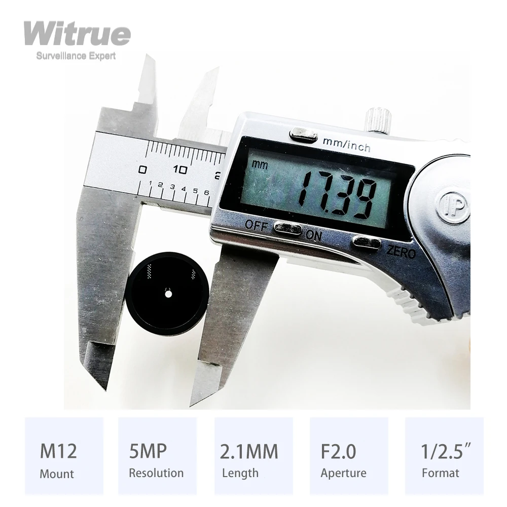 Witrue Fish Eye Lens 2.1MM HD 5MP Aperture F2.0 Format 1/2.5" M12 Mount for Surveillance Security CCTV Cameras