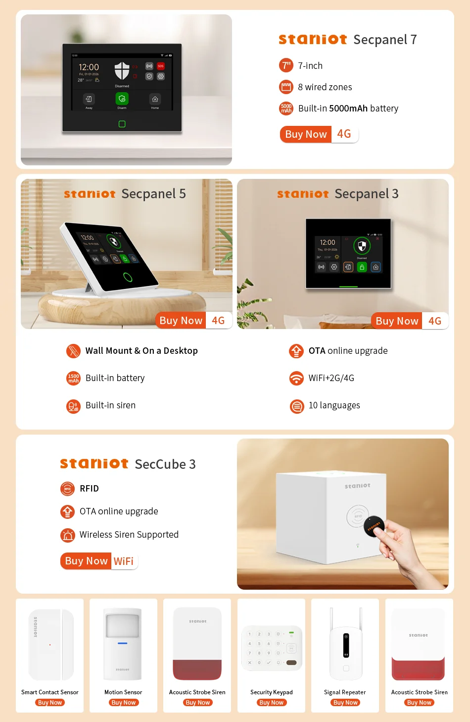 Staniot Indoor Wireless Siren 433Mhz Burglar Home Security Alarm System Waterproof Flash Strobe High Decibel Loudspeaker