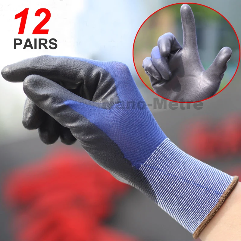 NMSAFETY 12 Pairs Working Protective Glove Men Flexible Nylon or Polyester Safety Work Gloves Professional Safety Supplies