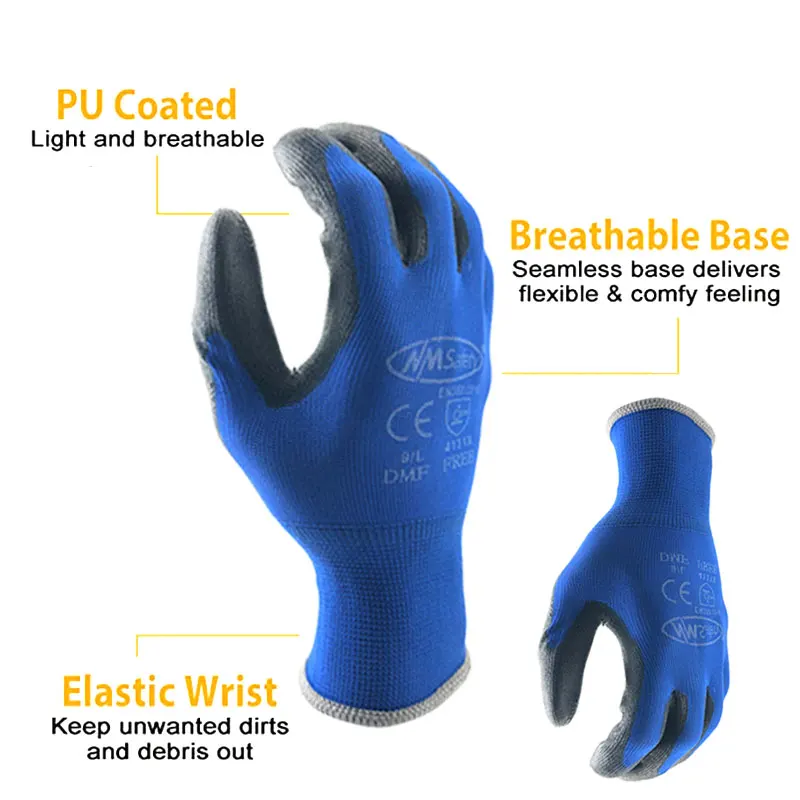 NMSAFETY 12 Pairs Working Protective Glove Men Flexible Nylon or Polyester Safety Work Gloves Professional Safety Supplies