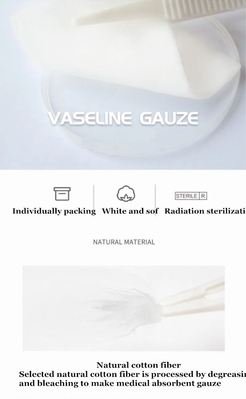 50 Pcs Medical Vaseline Gauze Disposable Sterile Pads Lubricate The Skin To Reduce Wound Adhesions And Promote Wound Healing