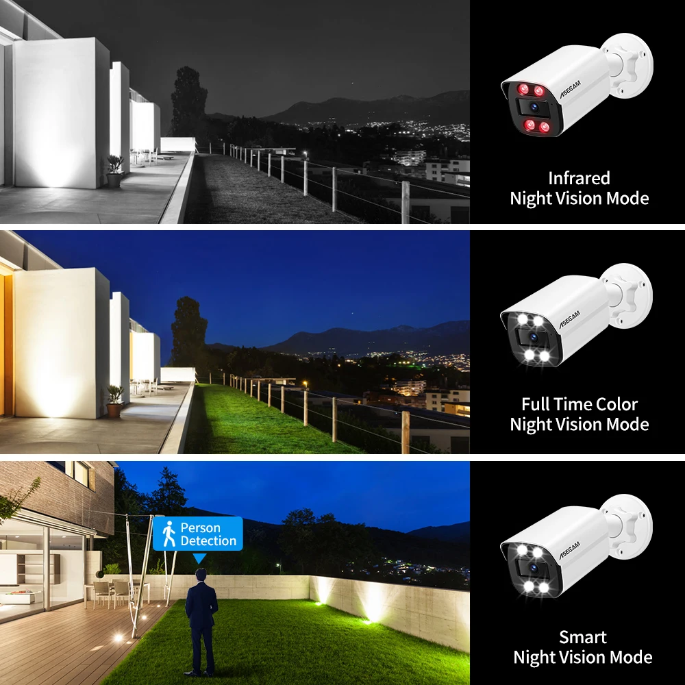 8MP 4K IP Camera Outdoor Ai Face Detection H.265 Onvif RTSP Color Night Vision POE Human Audio Security Camera Xmeye