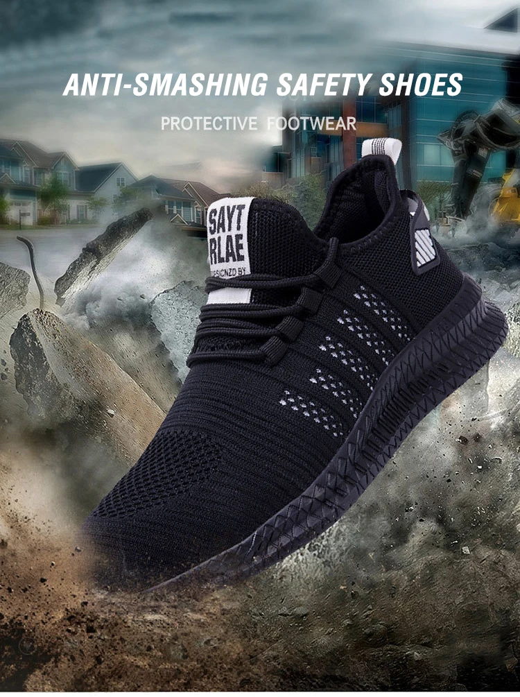 Work Safety Shoes Summer Breathable Men Air Cushion Work Protective Shoes Sneakers Anti-Puncture Work Shoes Male Steel Toe Shoes