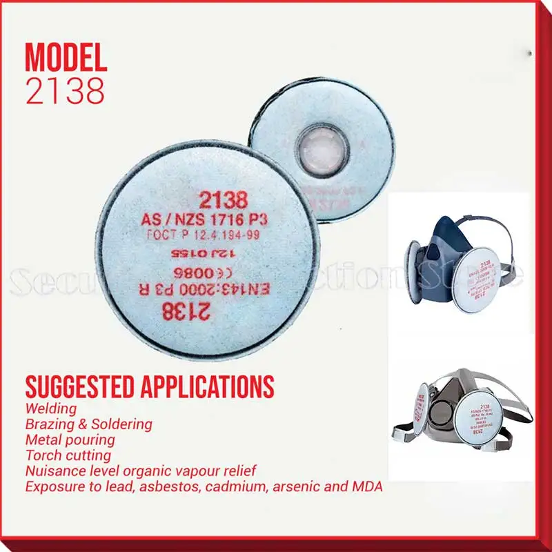 2135/2138 P3 R Particulate Filter with Nuisance Level for 3m 6800 7502 6200 Series Respirator Dust Mask