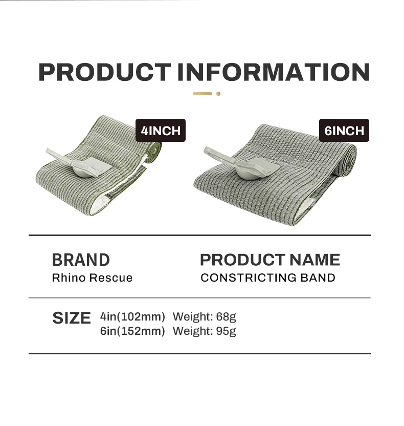 6 Inch Pressure Emergency Bandage, Rhino Rescue Compression Trauma Wound Dressing, Medical Combat First Aid Kit IFAK Supplies,