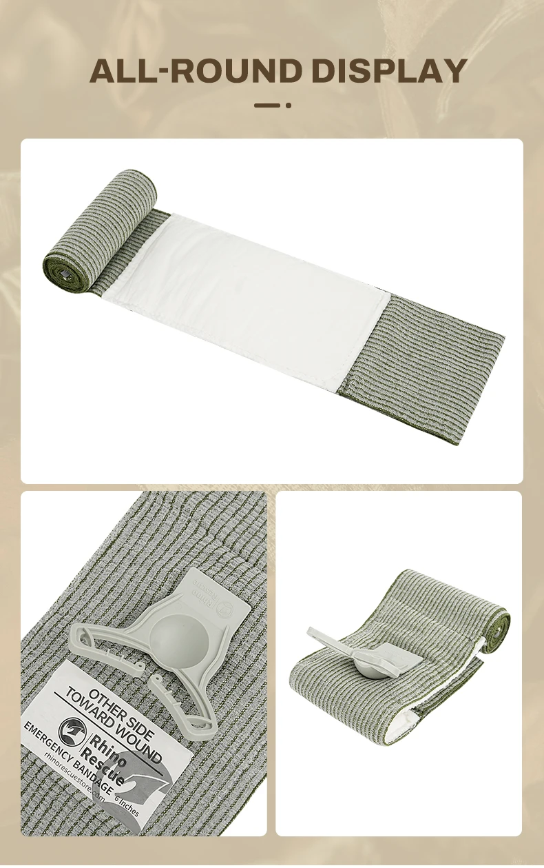 6 Inch Pressure Emergency Bandage, Rhino Rescue Compression Trauma Wound Dressing, Medical Combat First Aid Kit IFAK Supplies,