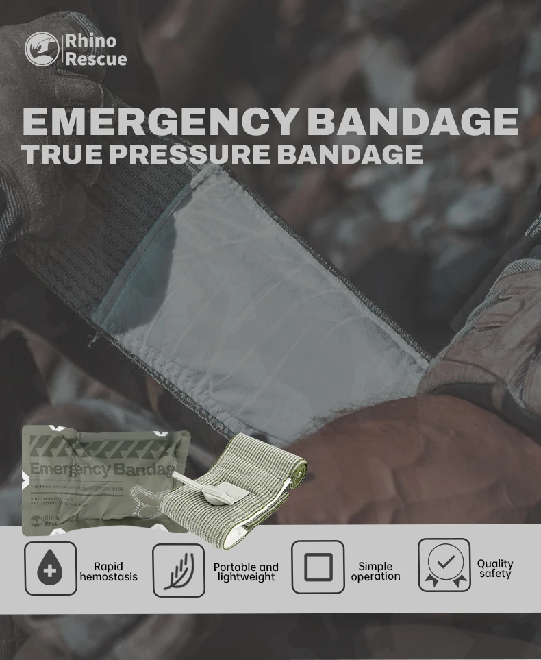 6 Inch Pressure Emergency Bandage, Rhino Rescue Compression Trauma Wound Dressing, Medical Combat First Aid Kit IFAK Supplies,