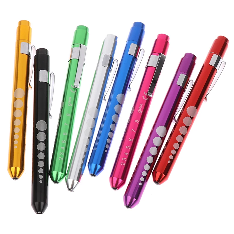 1pcs Portable LED Flashlight Work Light First Aid Pen Light Torch Lamp Pupil Gauge Measurement Medical Pen Light