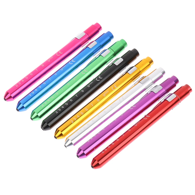 1pcs Portable LED Flashlight Work Light First Aid Pen Light Torch Lamp Pupil Gauge Measurement Medical Pen Light