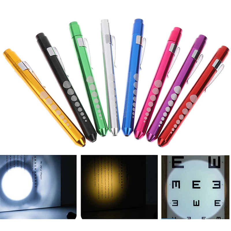 1pcs Portable LED Flashlight Work Light First Aid Pen Light Torch Lamp Pupil Gauge Measurement Medical Pen Light