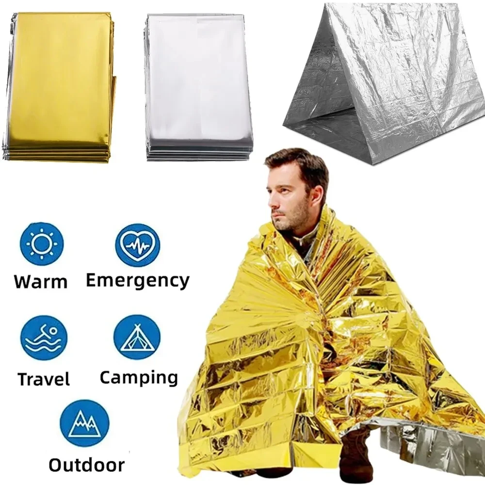 Portable Waterproof Emergency Survival Sleeping Bag Outdoor Edc Camping Gear Thermal Sack First Aid Rescue Kit Mylar Blanket