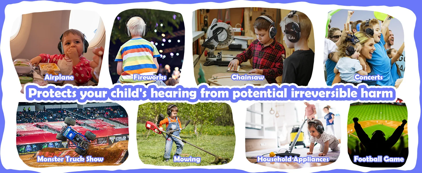 ZOHAN Kids Ear Protection Earmuff Adjustable Muffs Safety Noise-proof Ear Defenders for Toddler Autism Children Outdoor Sleeping