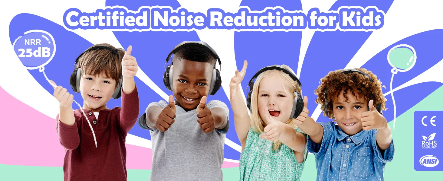 ZOHAN Kids Ear Protection Earmuff Adjustable Muffs Safety Noise-proof Ear Defenders for Toddler Autism Children Outdoor Sleeping