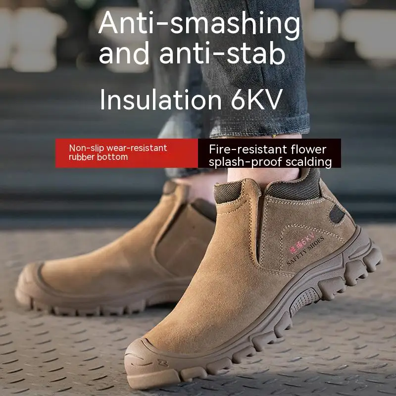 Indestructible Safety Shoes Men Non Slip Rubber Bottom Work Boots Steel Toe Boots Anti-smash Anti-Hot Welder Protective Shoes