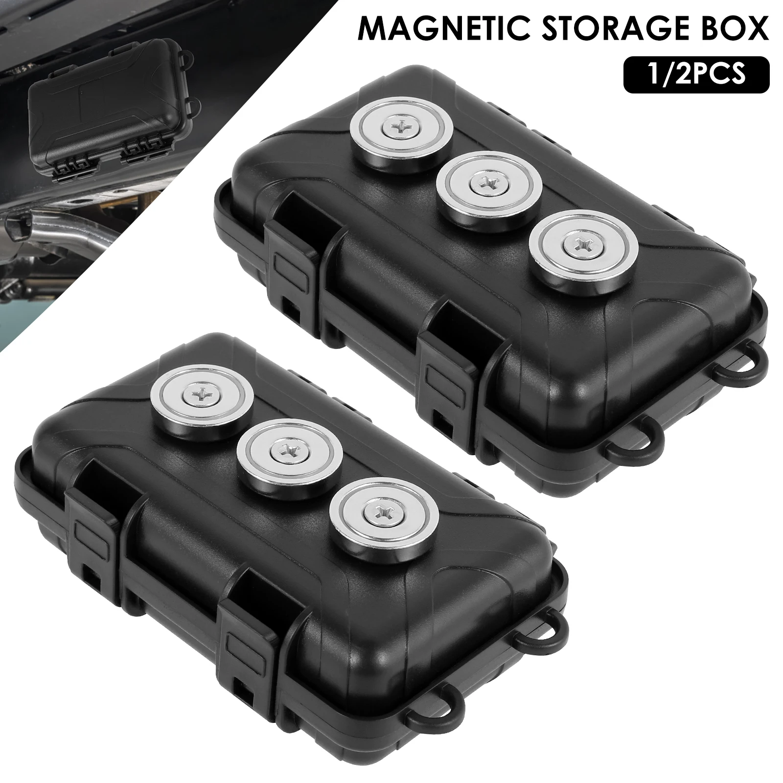 1-2Pcs Upgraded New Magnetic Key Holder Waterproof Under Car Hide Key Box Rustproof Key Hider Multifunctional Box for Spare Box