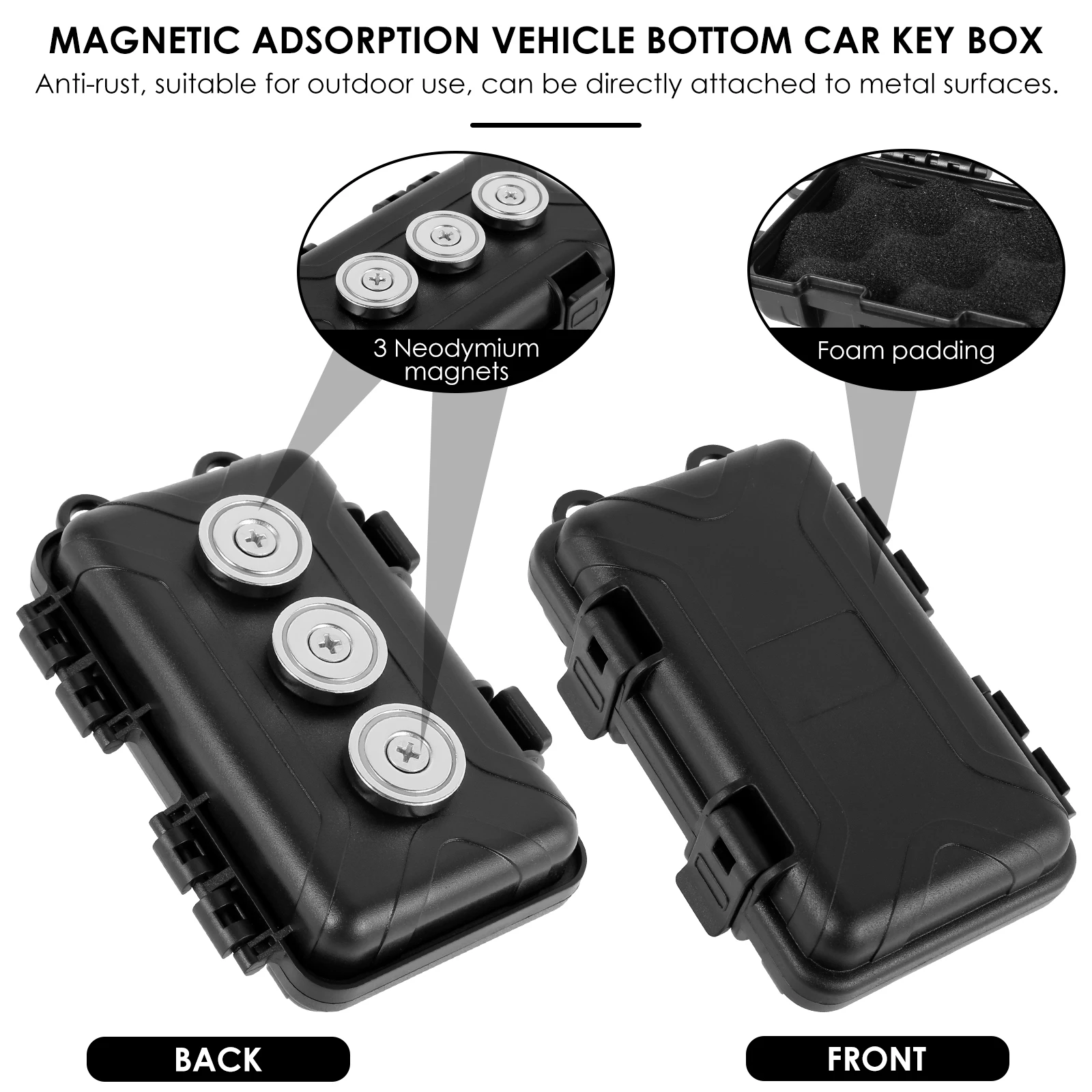 1-2Pcs Upgraded New Magnetic Key Holder Waterproof Under Car Hide Key Box Rustproof Key Hider Multifunctional Box for Spare Box
