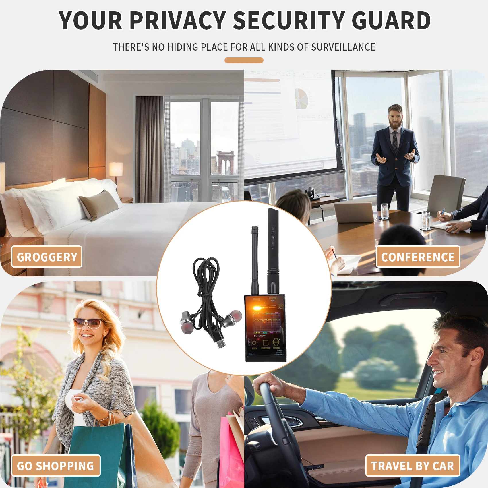 Signal Detector Hotel Anti-Sneak Shooting Detection Camera Detector Car GPS Detector Anti-Eavesdropping Anti-Tracking Alarm