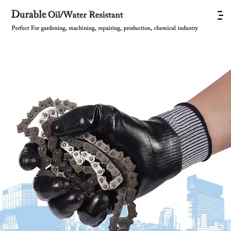Nitrile Coated Oil/Water Resistant Work Gloves Anti-Slip Waterproof Gloves For Garden Repairing Fishing Work Safety Gloves