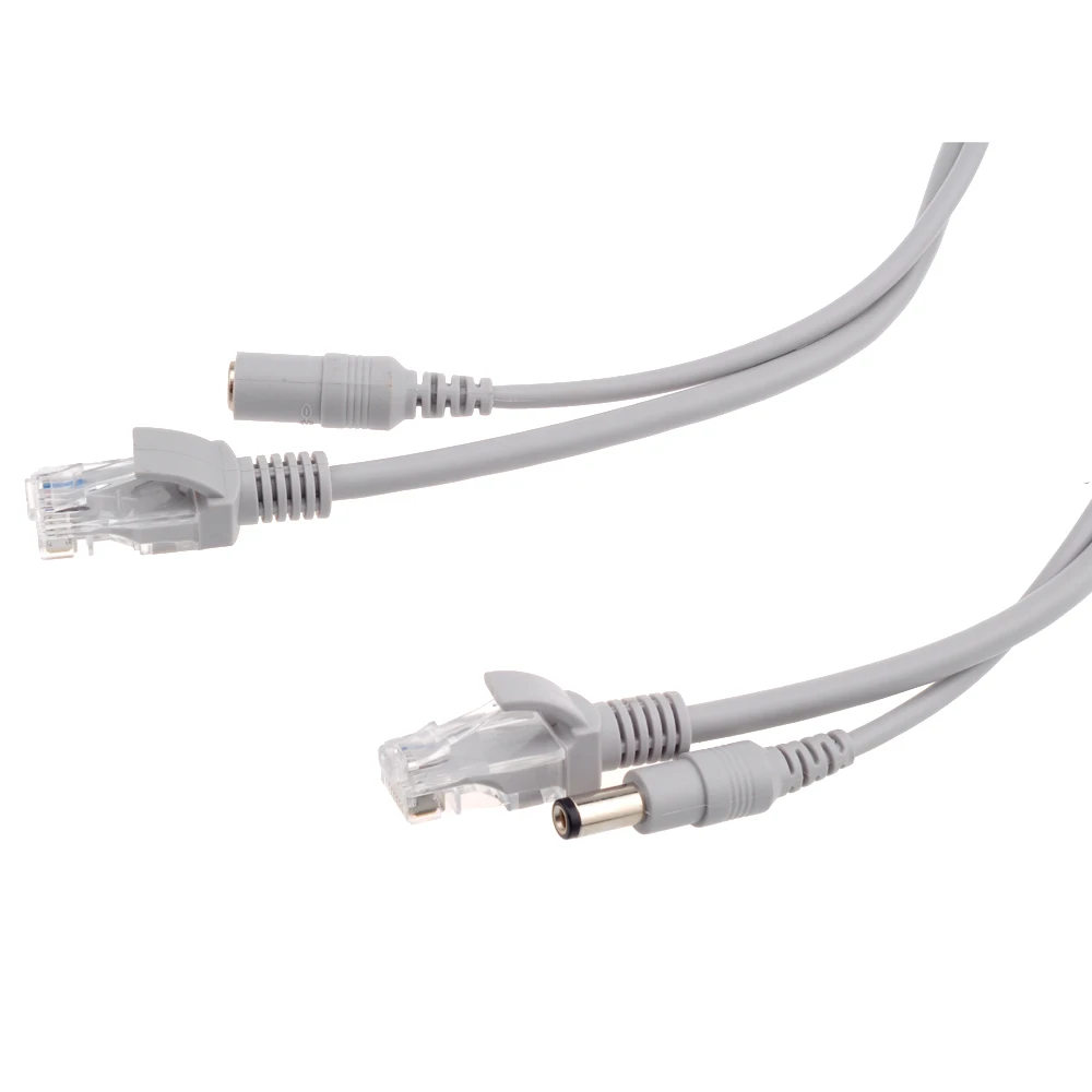 5M/10M/15M/20M/30M Optional 2.1mm/5.5mm Jack RJ45 + DC Power Extension Ethernet CCTV Cable for IP Cameras NVR System