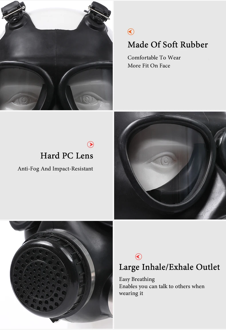 Black 87 Full Face Rubber Chemical Gas Mask Respirator P-A-1 Filter Box For Painting Spray Pesticide Prevention Mask Work Safety