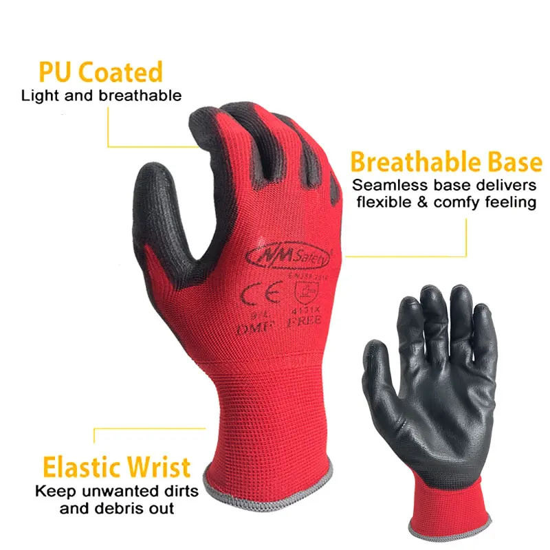 NMSafety 12Pairs Professional Working Protective Gloves For Men Construction Women Garden Nylon Running Glove Obtained CE EN388