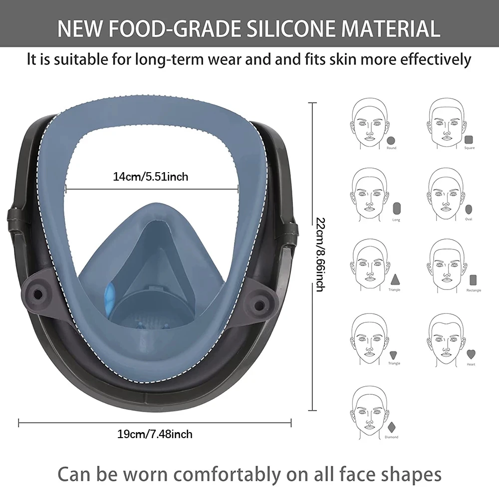 15 in 1 Full Face Mask, Reusable, Wide Field of Vision, Widely Used in Paint and Welding Woodworking 6800 Respirator