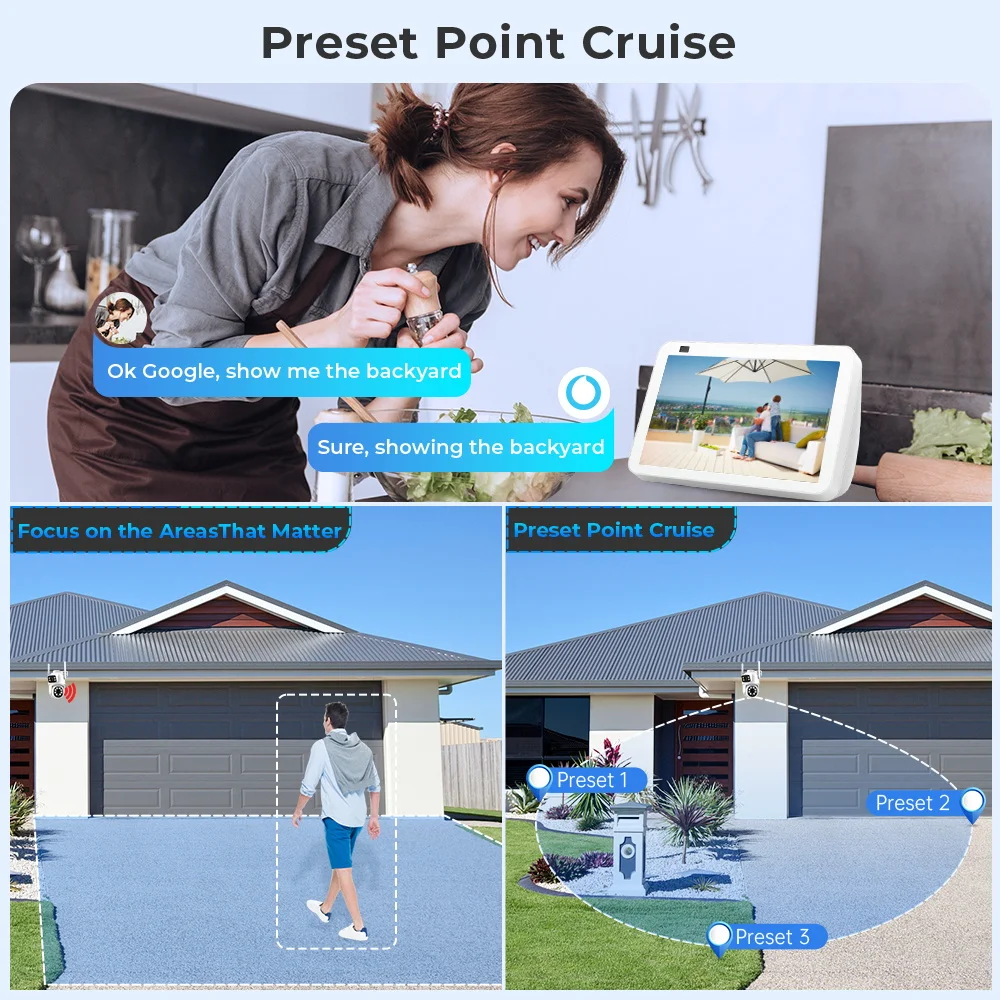 BESDER 4K 8MP Wifi Camera PTZ Outdoor Dual Screens Human Detection Dual Lenses 4MP Security Protection IP Camera Audio iCSee App