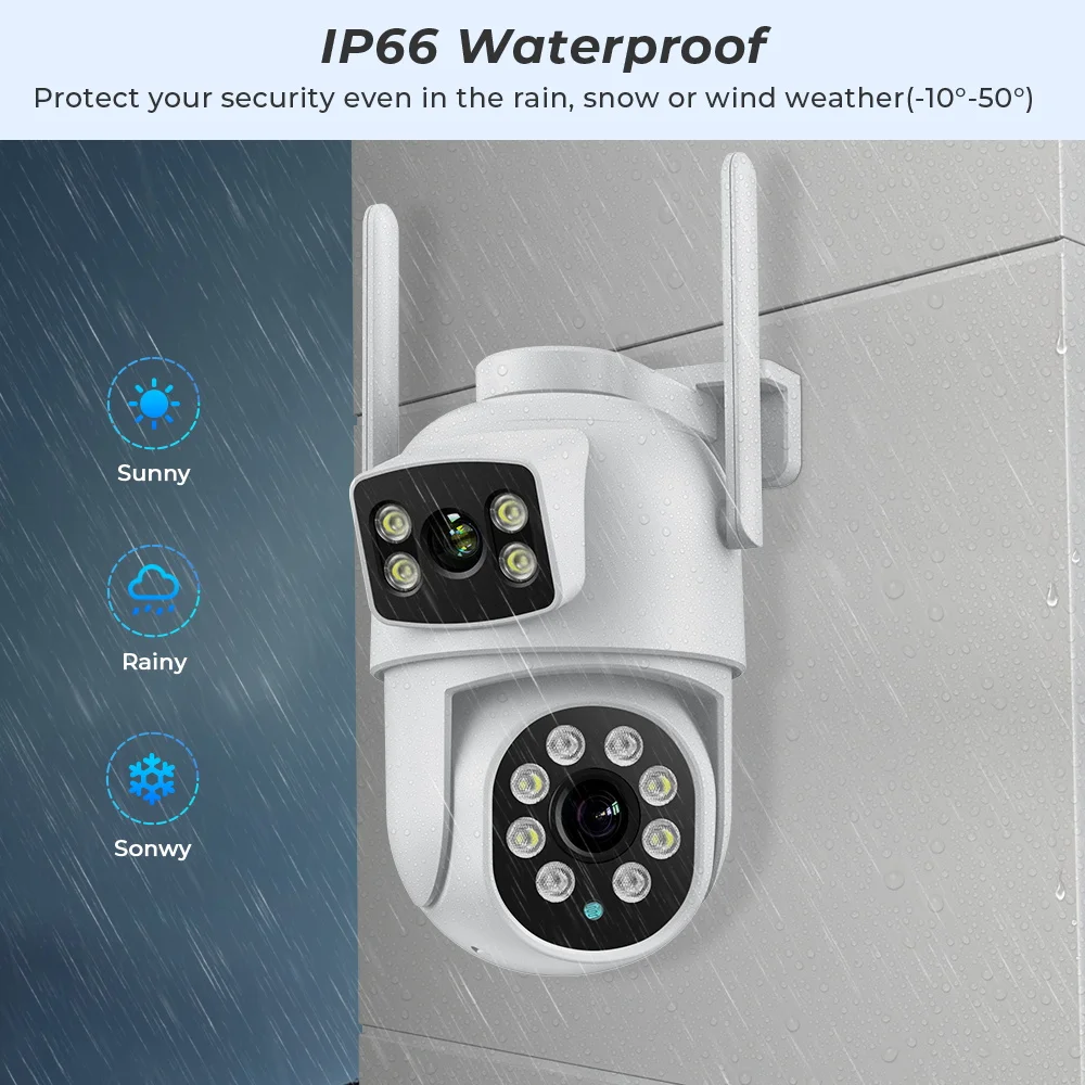BESDER 4K 8MP Wifi Camera PTZ Outdoor Dual Screens Human Detection Dual Lenses 4MP Security Protection IP Camera Audio iCSee App