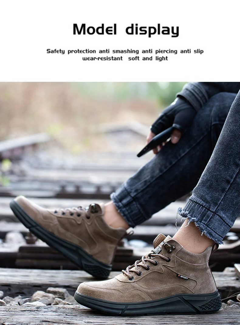 Outdoor Work Shoes Anti Smash Safety Boots Construction Work Shoes Steel Toe Cap Working Boots Puncture-proof Shoes