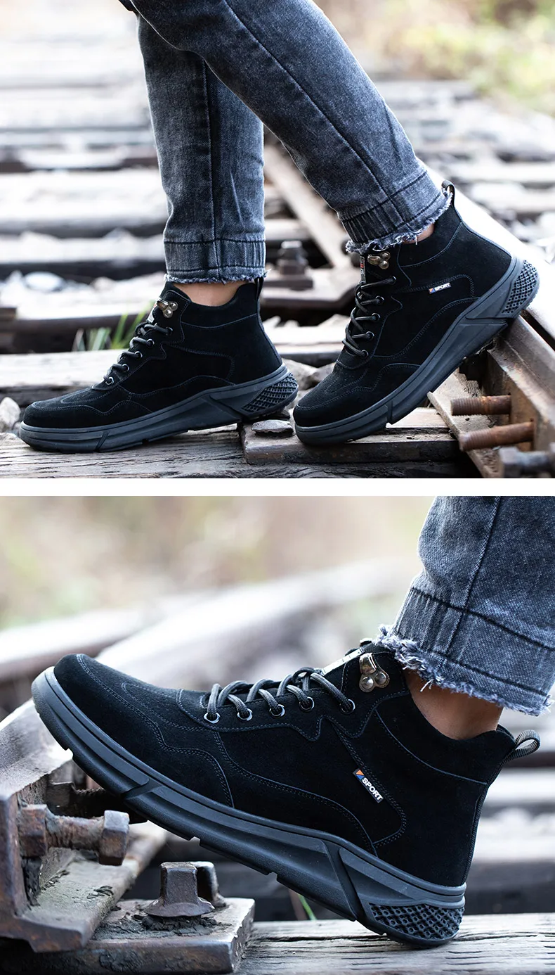 Outdoor Work Shoes Anti Smash Safety Boots Construction Work Shoes Steel Toe Cap Working Boots Puncture-proof Shoes