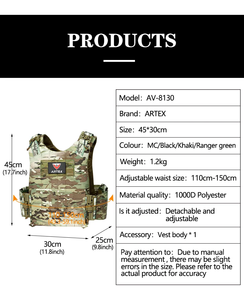 Tactical Vest Outdoor Hunting Plate Carrier Protective Adjustable Vest Airsoft Carrier Combat Equipment 6094 Vest
