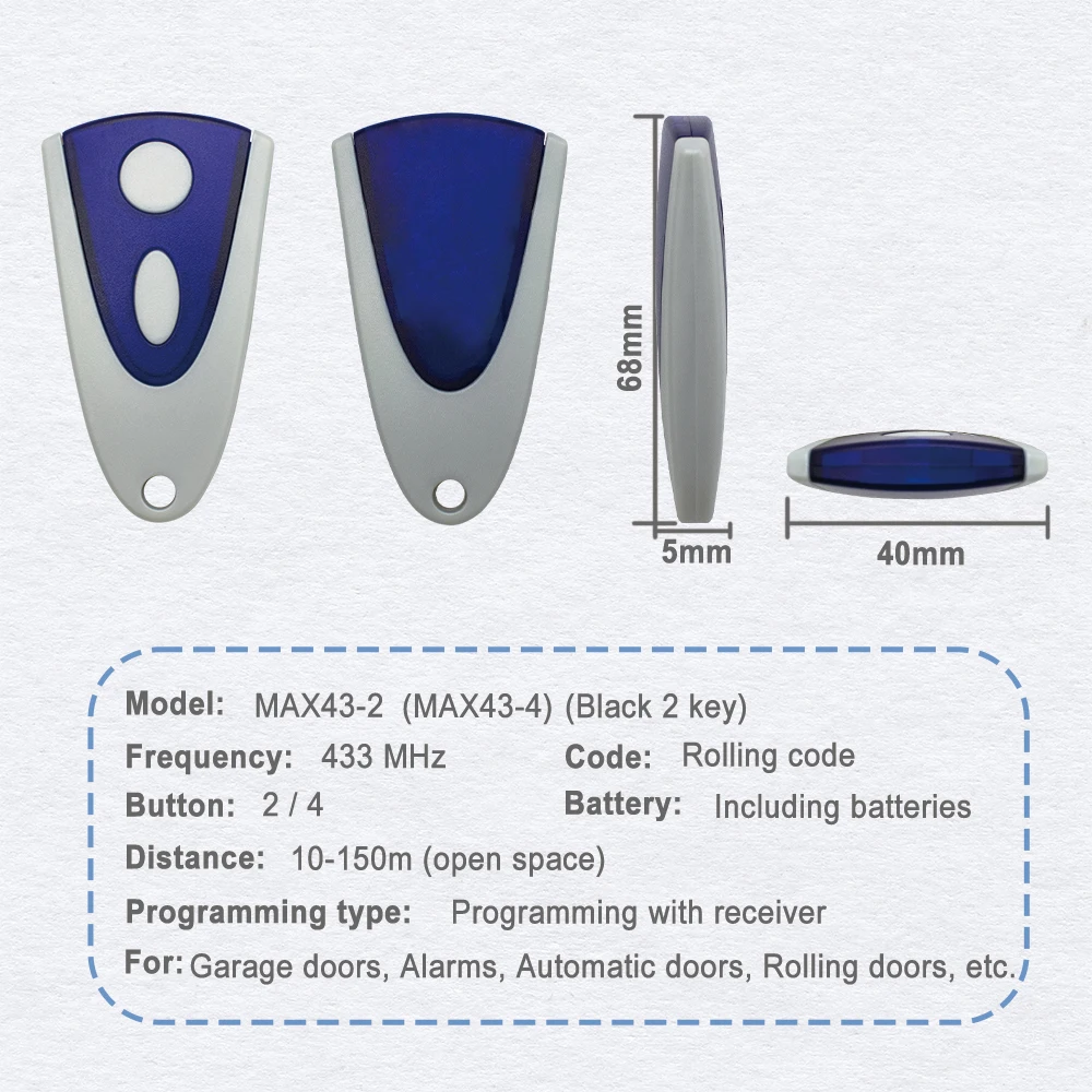 NEW NOVOTRON 502 MAX43-2 504 MAX43-4 512 MIX 43-2 MTR43-2 MCHS43-2 MNHS433-02 MNHS433-04 Garage Door Remote Control