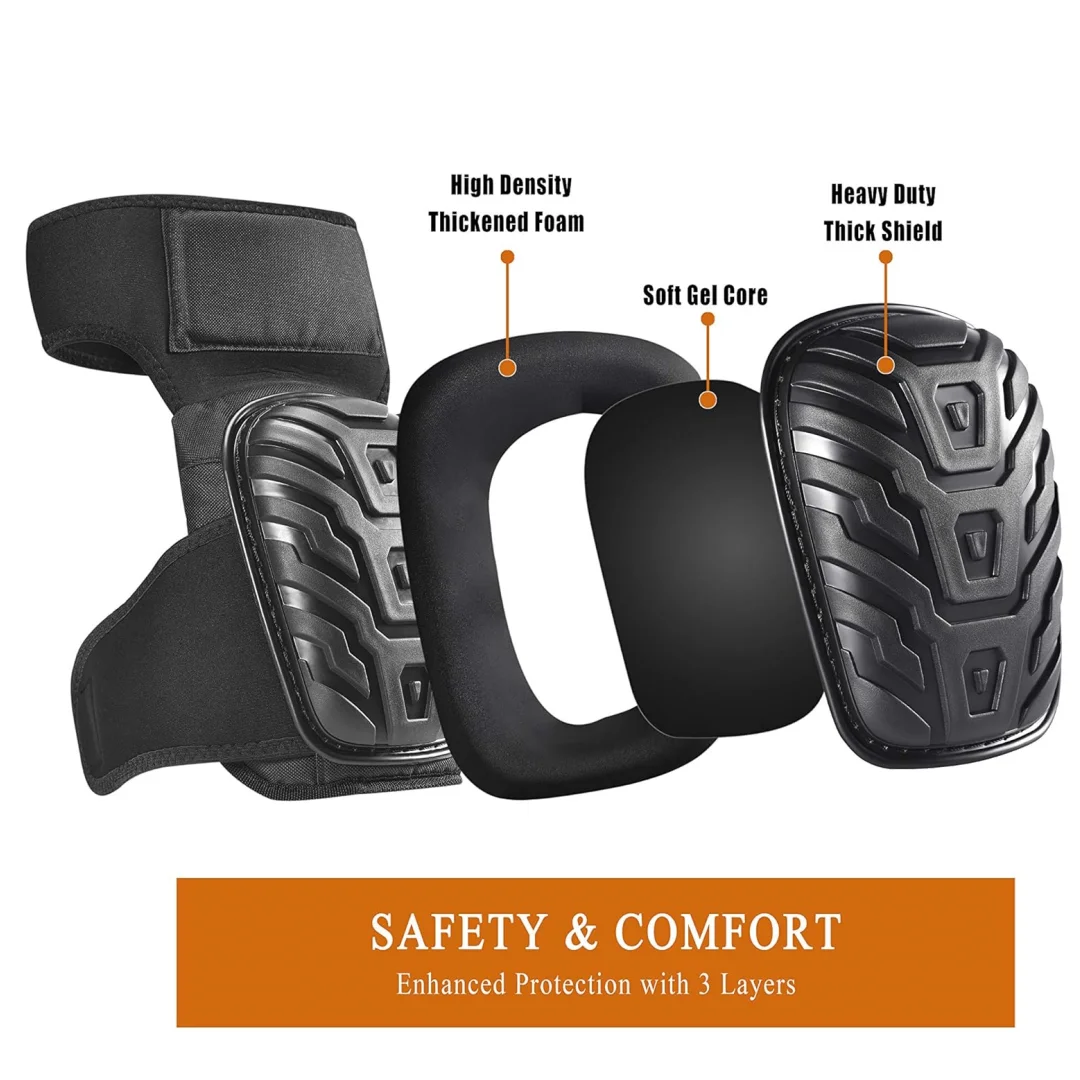 2 Piece Professional Knee Pads for Work Heavy Duty Foam Padding Gel Construction Knee Pads with Strong Double Straps
