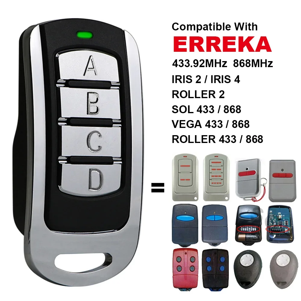 ERREKA IRIS EVO IRIS2 IRIS4 ROLLER1 ROLLER2 SOL LIRA VEGA ROLLER 4 Garage Door Remote Control 433MHz 868MHz Gate Opener