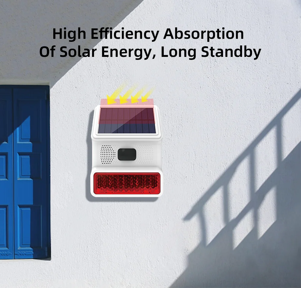 TAIBOAN 433MHZ Wireless Solar SIren Sound Light Flash Alarm Outdoor Alarm Horn for Wifi GSM Home Security Alarm System