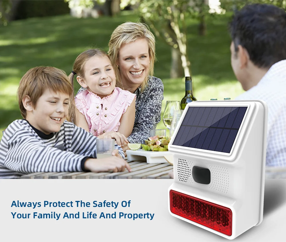 TAIBOAN 433MHZ Wireless Solar SIren Sound Light Flash Alarm Outdoor Alarm Horn for Wifi GSM Home Security Alarm System