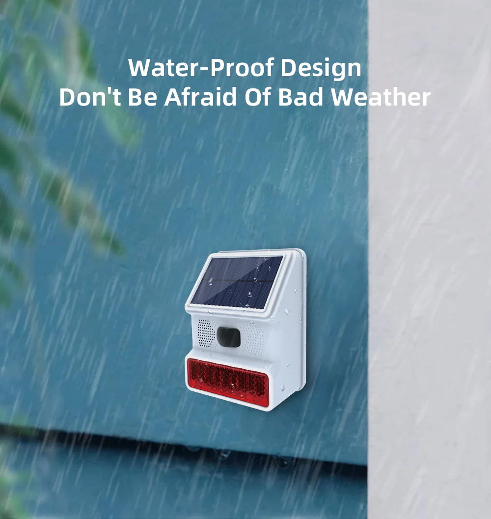 TAIBOAN 433MHZ Wireless Solar SIren Sound Light Flash Alarm Outdoor Alarm Horn for Wifi GSM Home Security Alarm System