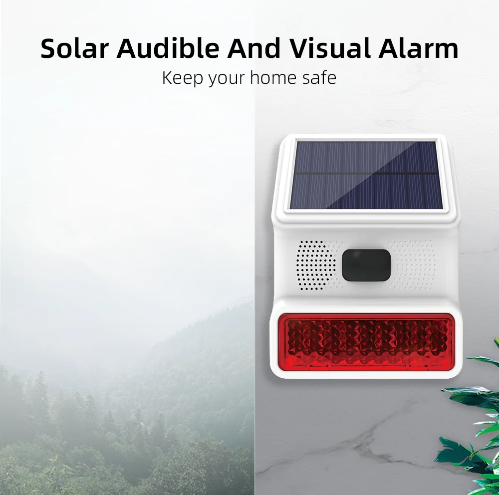 TAIBOAN 433MHZ Wireless Solar SIren Sound Light Flash Alarm Outdoor Alarm Horn for Wifi GSM Home Security Alarm System