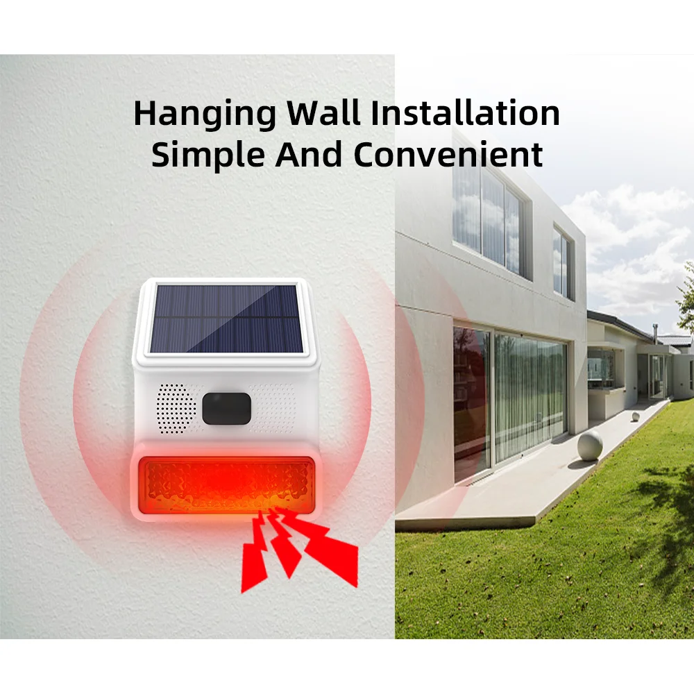 TAIBOAN 433MHZ Wireless Solar SIren Sound Light Flash Alarm Outdoor Alarm Horn for Wifi GSM Home Security Alarm System