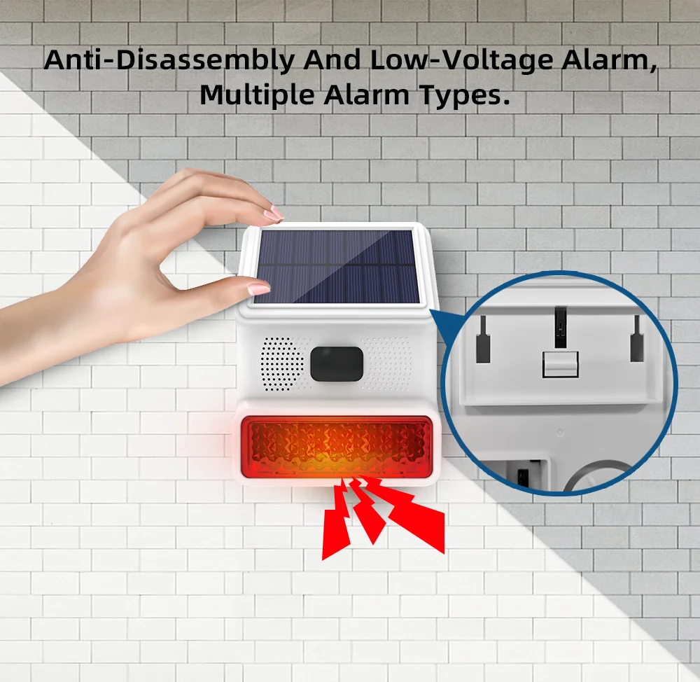 TAIBOAN 433MHZ Wireless Solar SIren Sound Light Flash Alarm Outdoor Alarm Horn for Wifi GSM Home Security Alarm System