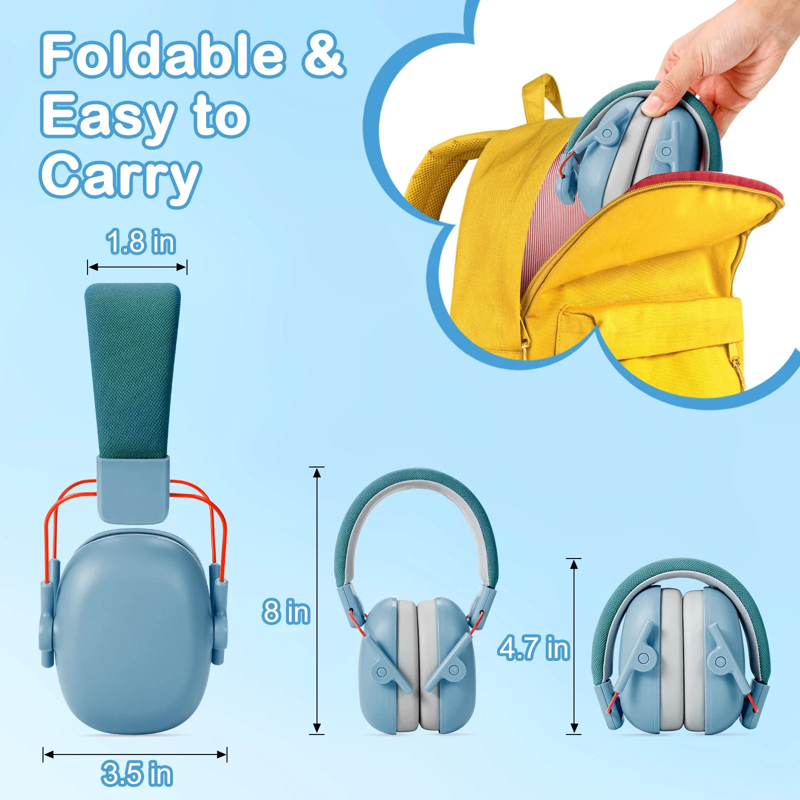 Kids Hearing Protection Earmuffs Baby Ear Defenders Noise Reduction Earmuff For Autism Children Toddlers Reading Sleeping