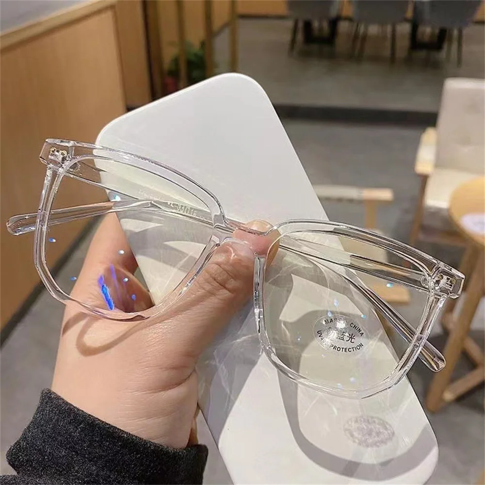 Transparent Computer Glasses Frame Women Men Anti Blue Light Round Glasses Blackout Optical Glasses Safe Goggles Protect Eyewear
