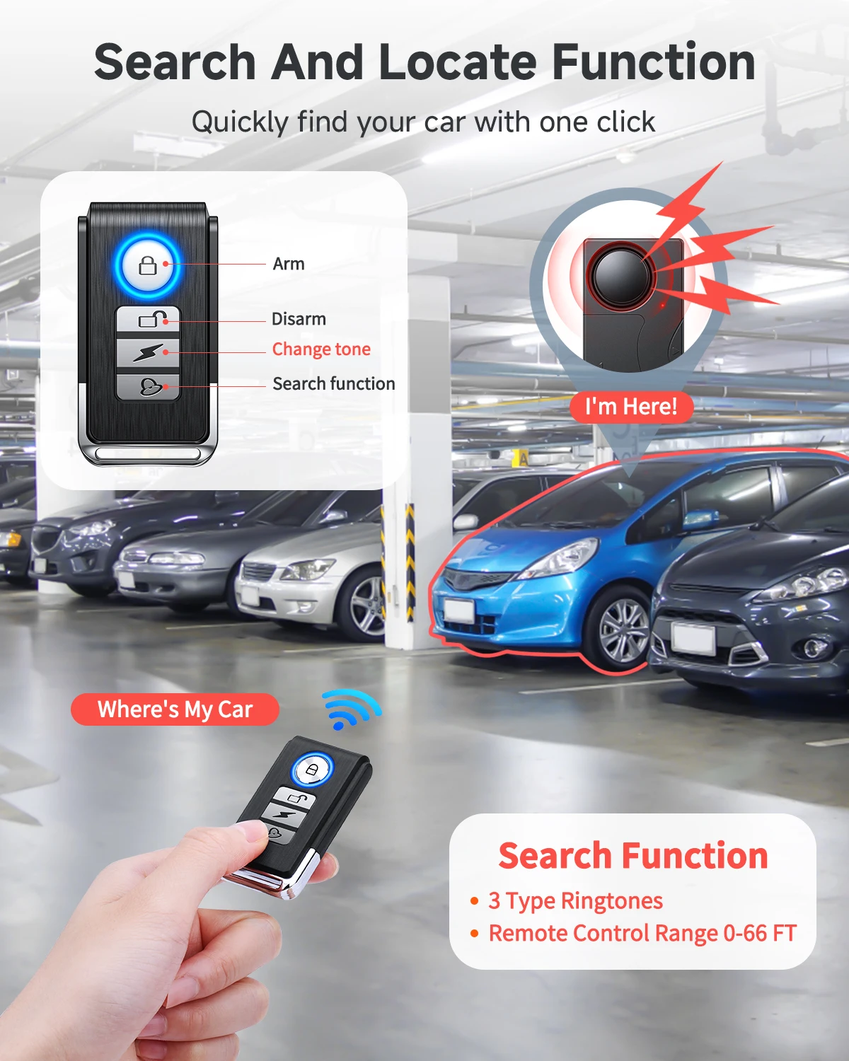 Extractme 110dB Anti-Theft Alarm Wireless Vibration Alarm with Remote Control Door and Window Alarm Car Alarm Security System