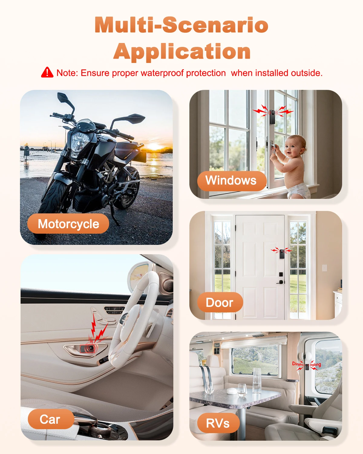 Extractme 110dB Anti-Theft Alarm Wireless Vibration Alarm with Remote Control Door and Window Alarm Car Alarm Security System