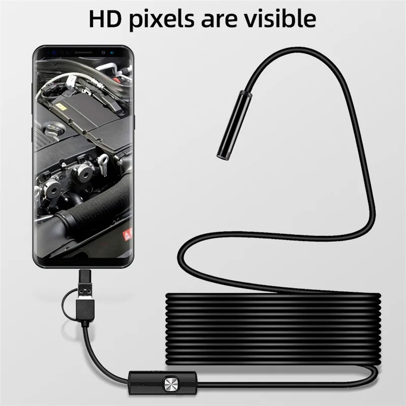 KERUI New 7mm Endoscope Camera 3 in 1 Mini Camera Type C/Micro USB/USB-A Interface Inspection Borescope for Android Phones PC