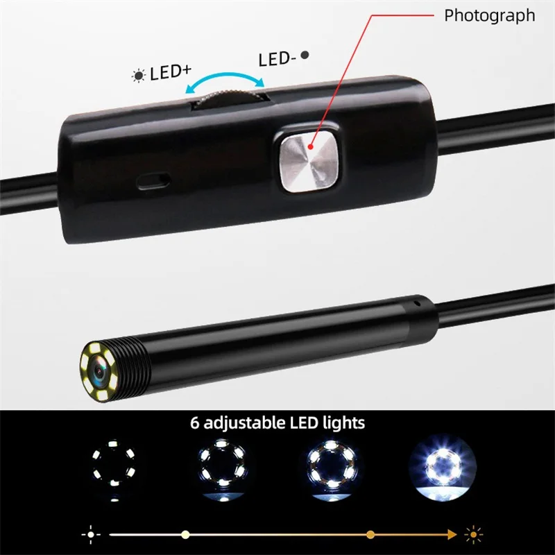 KERUI New 7mm Endoscope Camera 3 in 1 Mini Camera Type C/Micro USB/USB-A Interface Inspection Borescope for Android Phones PC