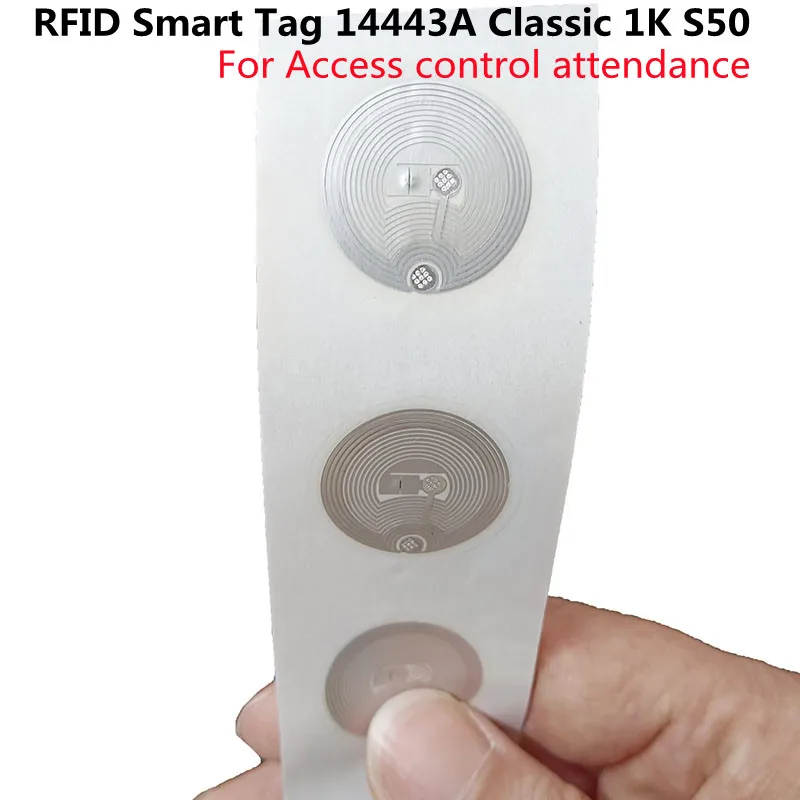 10pcs RFID 13.56MHz Smart Tag 14443A MF F08 Classic 1K S50 Wet Inlay Sticker Lable Andriod NFC Tags For Access Control System