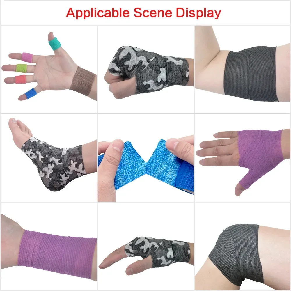 1/6roll 2.5/5/7.5/10cm*4.6m Non Woven Elastic Self Adhesive Bandage Cohesive Bandage for Sports Fixing Finger Wrist Leg