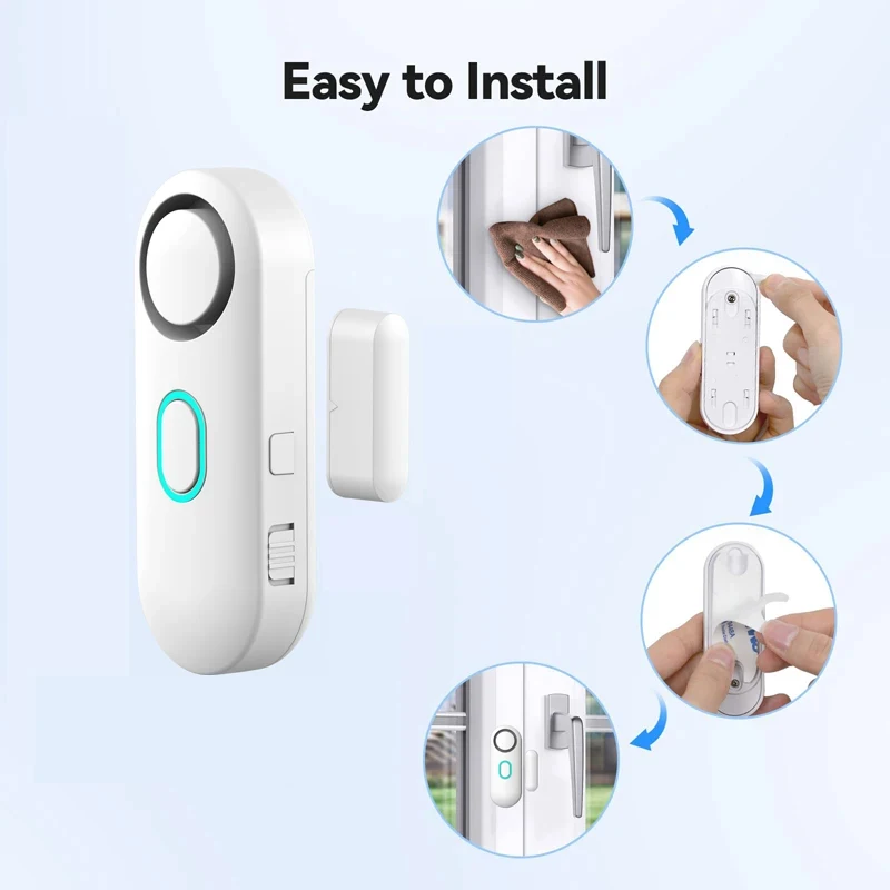 Wireless Door Window Alarm with Remote Control, 3 Modes (Welcome/Door Open/Alarm), Double-Sided Tape Mounting Installation,